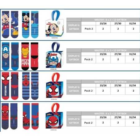 Expositor de calcetines en caja de regalo de Disney Et Marvel