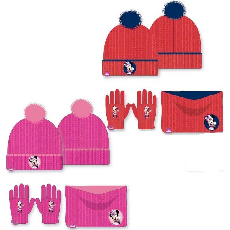 Set 3 pièces Bonnet + Snood + gants Minnie Disney - New discount.com