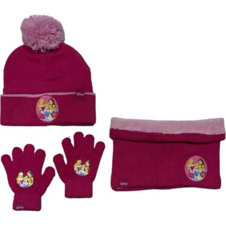 Set 3 pièces Bonnet + Snood + gants Princesse Disney