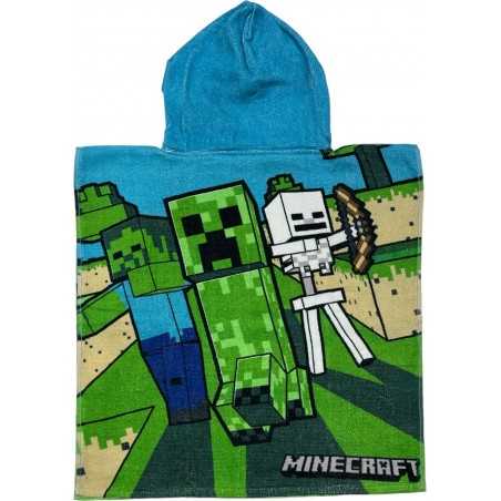 Poncho de baño con capucha de algodón Minecraft
