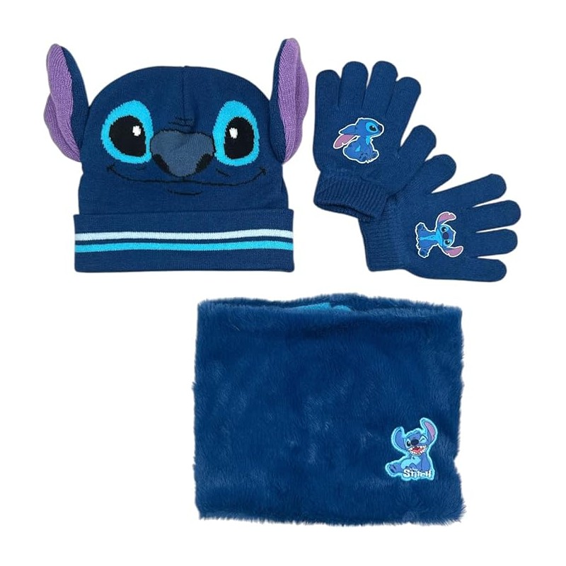 Set 3 piezas gorro + redecilla + guantes Stitch Disney -New discoun...