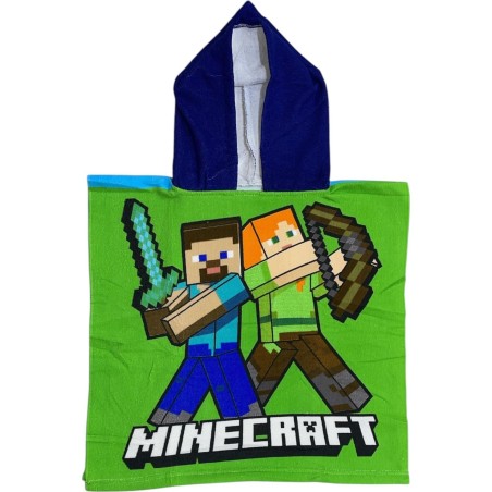 Poncho de bain Minecraft a capuche