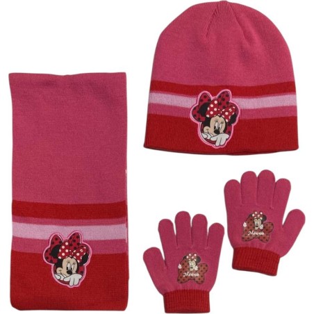 Set 3 Stück Bonnet + Schal + Minnie Disney Handschuhe