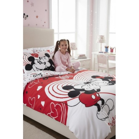 Mickey and Minnie love in red  bedding set