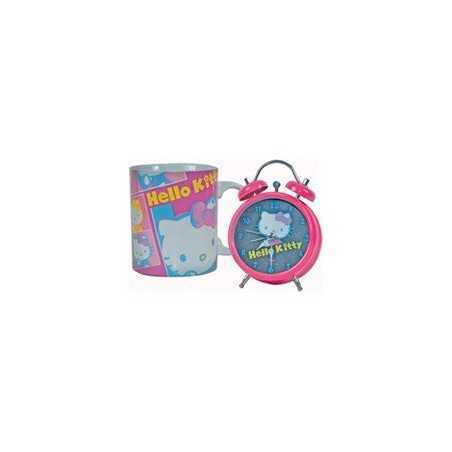 Ensemble Réveil cloches Hello Kitty 12cm lumineux + 1 Mug Hello Kit...