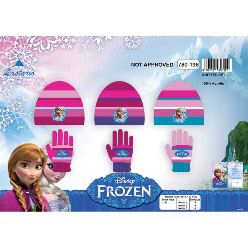 Set 2 pezzi Frozen Disney cappello e guanti La regina delle nevi