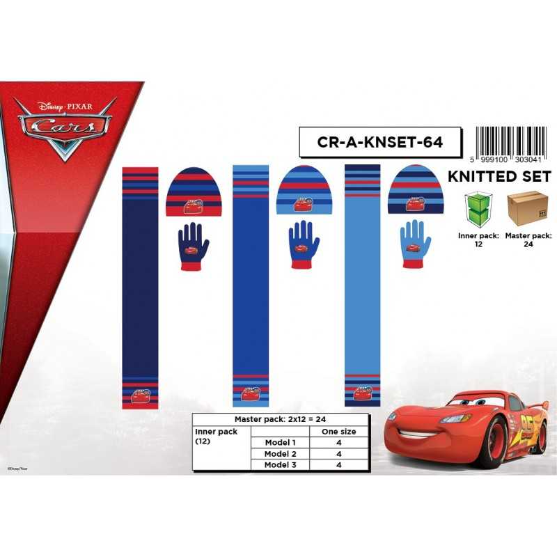 Set 3 pezzi Bonnet + Guanti + Sciarpa Cars Disney - New discount.com
