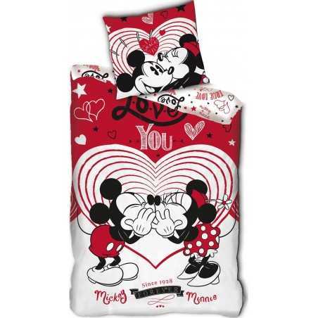 Juego de cama de Mickey y Minnie love en rojo -New discount.com