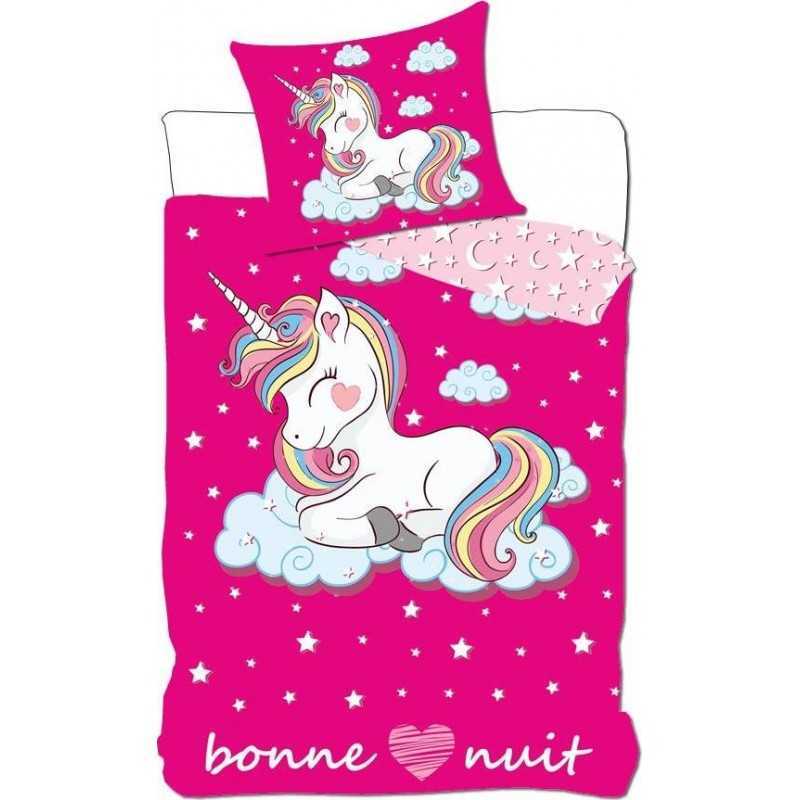 Parure housse de couette Licorne rose en coton - New discount.com
